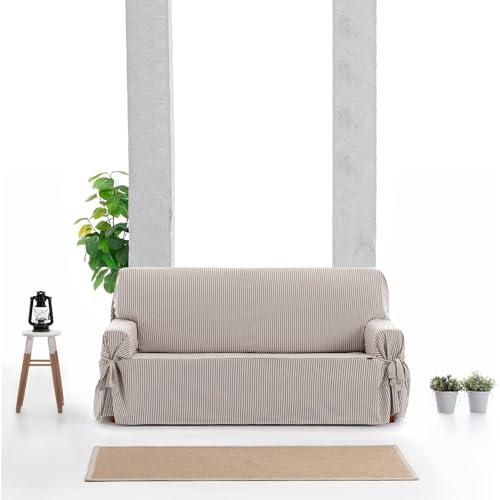 Housse de canapé universelle extensible 2 places lin - 4