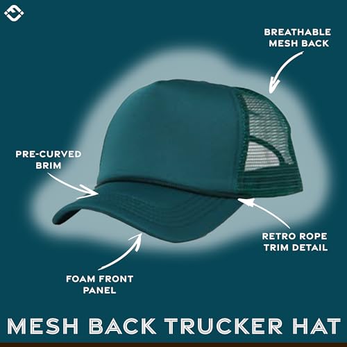 Image of Funky Junque Foam Trucker Hat, Trucker Hats for Women & Men - Blank Adjustable Snapback Mesh Back Baseball Cap