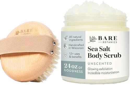 Bare Botanics Palm Dry Brush + Unscented Body Salt Scrub
