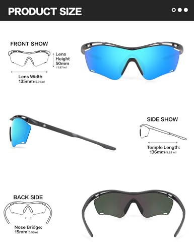 Image of BIRCEN Mens Polarized Sunglasses for Sports: TR90 Lightweight Sun Glasses Wrap Around Shades for Fishing Driving Cycling