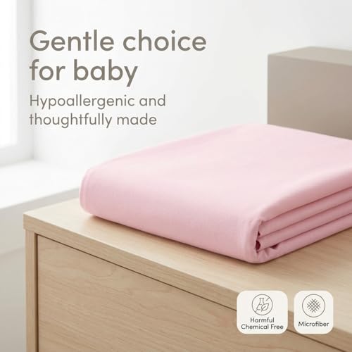 Image of Everyday Kids 2-Pack Fitted Crib Sheets, 100% Soft Breathable Microfiber Baby Sheet, Fits Standard Size Crib Mattress 28in x 52in, Pink Nursery Sheet and White Nursery Sheet