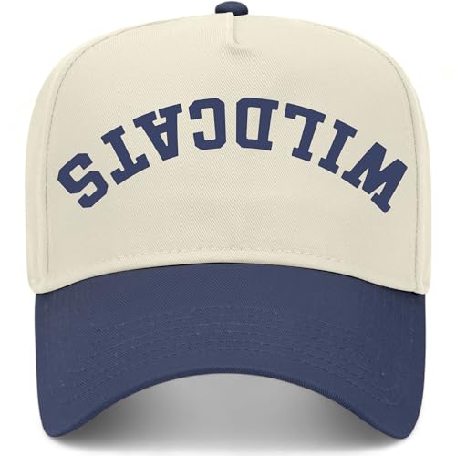Wildcats Upside Down Reversed Vintage Trucker Hat | Premium Adjustable Snapback Baseball Hat for Men & Women (US Alpha One Size Navy/Natural)