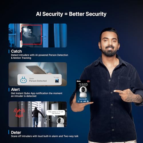 Image of Qubo Smart 360 3MP [2K] Wi-Fi Security Camera [2026 Edition] by Hero Group | Indoor CCTV Cam for Home | STQC Certified | AI Person Detection | Color Night Vision | SD&Cloud Storage (Pack of 2)