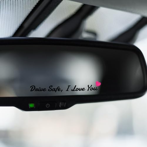 AOZUO 3 pcs Drive Safe I Love You pegatinas para espejo retrovisor de coche, pegatinas para espejo retrovisor con forma de corazón para conductores, mujeres, hombres, maridos y esposas (negro)
