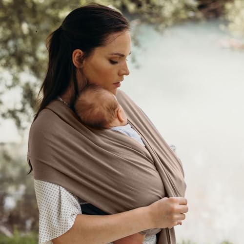 Tragetuch Baby Neugeboren, Kleinkind All-in-1 Stretchy Wrap Carrier, Premium Babytragetuch Wickeltuch, Wrap Trage Babyausstattung, Baby Sling, Baby Tragetuch für Neugeborene & Kleinkind Baby (Khaki)