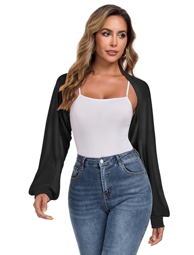 Image of ZAFUL Women's Sheer Shrug Y2K Long Sleeve Cardigans 2026 Irregular Tie Front Bolera