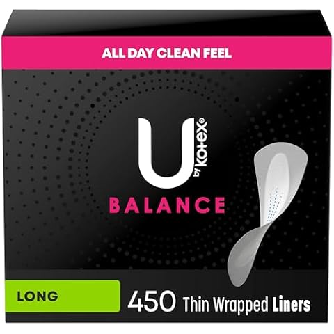 U by Kotex Balance Daily Wrapped Panty Liners, Light Absorbency, Long, 450 Count (5 Packs of 90) (Packaging May Vary) Cover