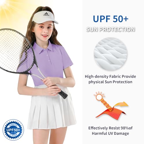 Soneven Girls Sleeveless Golf Polo Shirts V Neck Tennis Shirts Quick Dry Athletic Tank Tops for Age 5-16 Years3