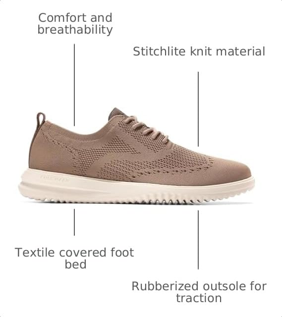 Image of Cole Haan Mens Grand+ Stitchlite Wing Tip Oxford