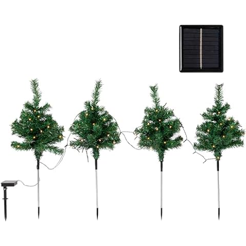 Hanna Roberts Solar Christmas Tree Garden Stake, Waterproof Christmas Decorative Tree Lights, Outdoor Christmas Tree Lights, Christmas Decorations, Pathway Lights, Patio Lights 31inch (Green, 4pcs) Cover