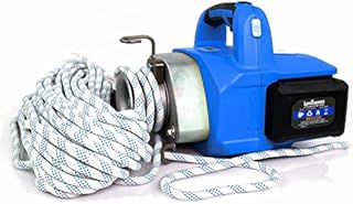 Landworks Electric Towing Capstan Winch Hoist Portable Cordless Brushless Motor Li-Ion Battery Powered 1000-2000 1/2-1 Ton Max Pulling Force for Forestry Hunting Off Road (Low Stretch Rope Included)