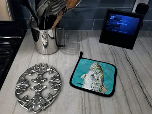 Caroline's Treasures 8720Pthd Striped Bass Fish Pair Of Pot Holders Kitchen Heat Resistant Pot Holders Sets Oven Hot Pads For Cooking Baking Bbq, 7 1/2 X 7 1/2 #TOP2