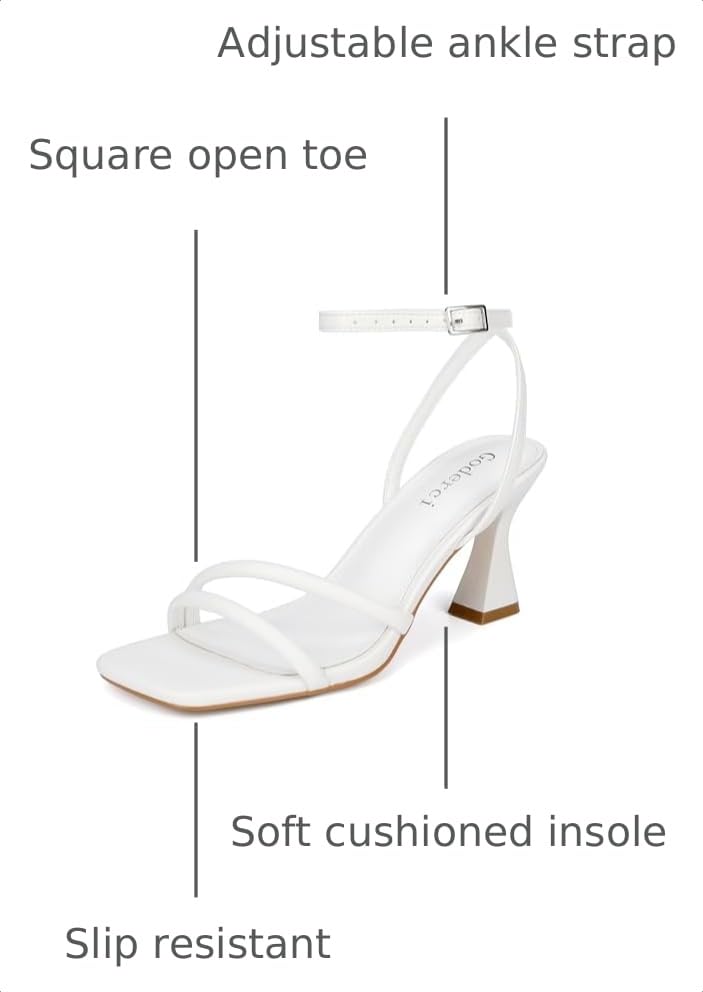 Image of Goderci Women's Kitten Strappy Mid heels Square Open Toe Ankle Strap Heeled Sandals
