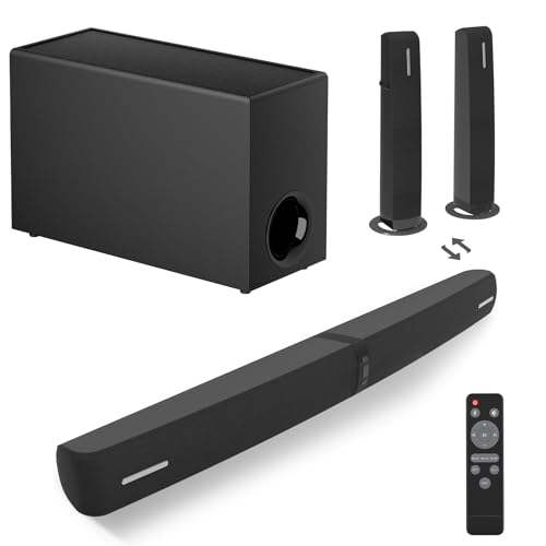Assistrust Sound Bar with Subwoofer, 110W Sound Bar for Smart TV 2.1CH Soundbar with Subwoofer, Bluetooth/ARC/Optical/AUX Connect & Adjustable Deep Bass