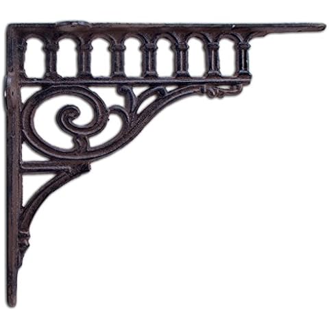 FLAG EMOTES Cast Iron Wall Shelf Bracket Brace Decorative Columns Design Rust Brown 11.375" Deep Cover
