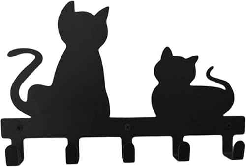Miniatura 1 de Zerodeko Soporte de estante para toallas de gato, ganchos de pared, estante de pared con ganchos, soporte para abrigos con estante Perchas de alta