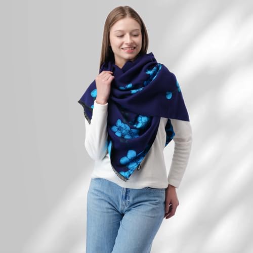Winter Pashmina Scarf for Women, Elegant Floral Design, Large Size, Both Sized Pattern, Soft, Warm, Shawl Wrap2