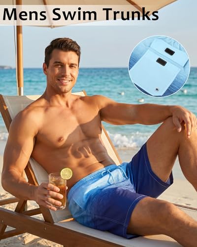 Image of Justay Mens Swim Trunks with Compression Liner 2 in 1 Quick Dry Board Shorts 7 Inch Bathing Suit Swimming Trunks for Men