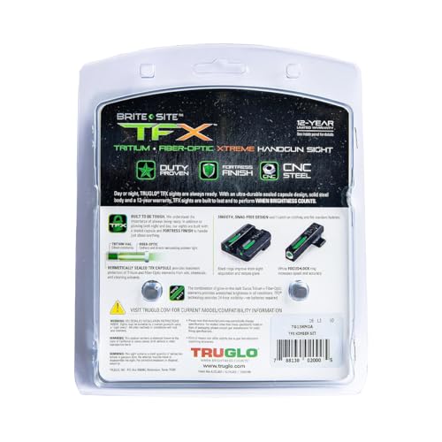 Image of TRUGLO TFX Handgun Sight | Durable Shock-Resistant Compact Brightly Glowing Tritium & Fiber-Optic Xtreme Day /Night Sight for Handguns