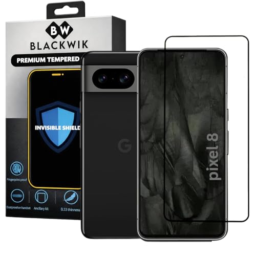 Image of Blackwik Military-Grade Gorilla Tempered Glass for Google Pixel 8 (Black) | Edge to Edge Full Screen Coverage | Scratch Resistant | Easy Installation Kit | Screen Protector for Smartphone