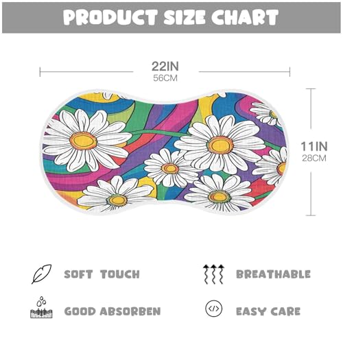 JUZIHAI 2Pack White Daisies Baby Burp Cloths Soft Cotton Burp Rags,Super Absorbent Burp Cloth Bag for Newborn Baby Boys/Girls4