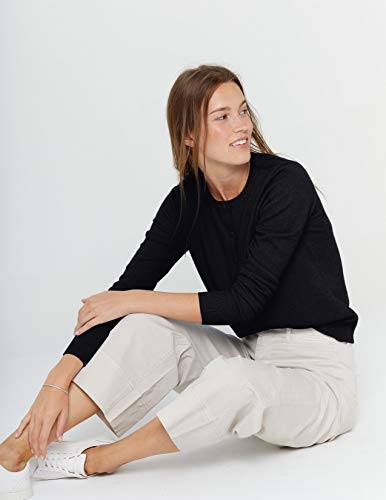 State Cashmere Women's 100% Pure Cashmere Button Front Long Sleeve Crew Neck Cardigan Sweater4