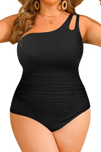 Aqua Eve Plus Size One Piece Swimsuit One Shoulder Bathing