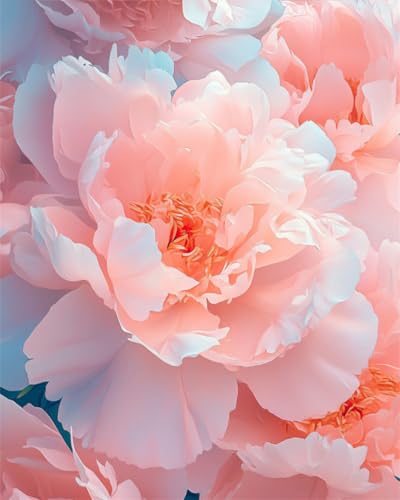 Kit de broderie de perles pivoines roses canevas 9CT pré-imprimé 50x60cm débutant