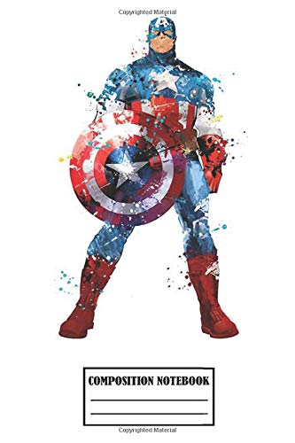 Composition Notebook: Captain America Superhero Watercolor Notebook, Wide Ruled Journal with lined Paper for Taking Notes, Writing Workbook for Kids, ... for home or work (100 pages | Size: 6” x 9”)