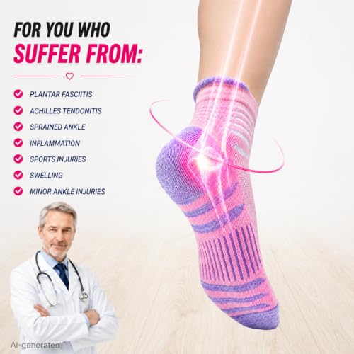 Image of IRAMY Compression Ankle Support Socks Women - Wicking, Cushioned Athletic, Plantar Fasciitis Relief 2 /3 /6 Pairs