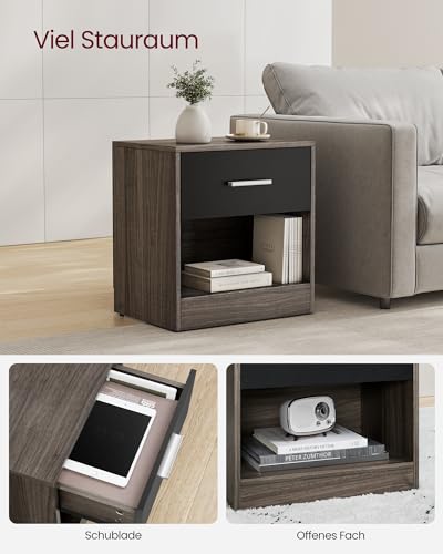 VASAGLE Nachttisch, Beistelltisch, mit Schublade, Griff, offenes Fach – Ansicht 3