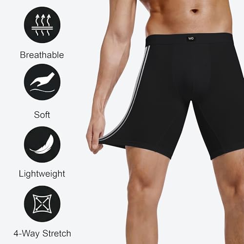 Image of Long Underwear for Men Cotton Long Leg Boxer Briefs for Man Trunks Breathable Innerwear Men's Underwear for Gym Workout Anti Chafing Long Trunks for Man