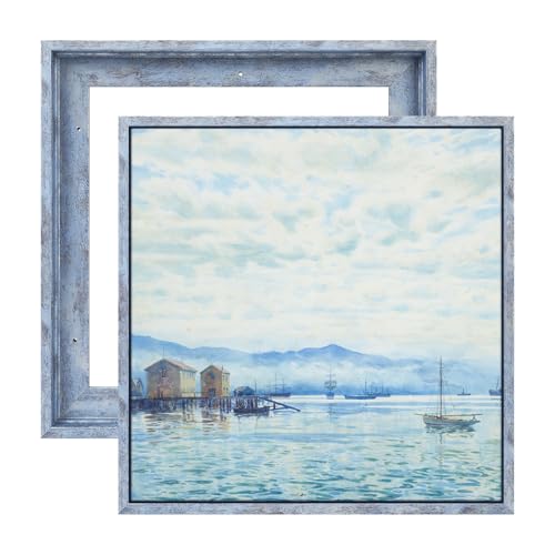 Image of 8x8 Canvas Floater Frame for Coastal Print,0.9 inch Deep,Distressed Blue