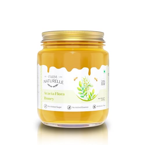 Image of Farm Naturelle - Acacia Flower Wild Forest Honey 1200g | Raw & Unprocessed | Pure Honey in Glass Jar