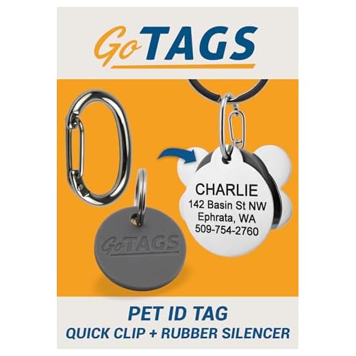 GoTags Pet ID Dog Tag Clip Connector and Rubber Tag Silencer, Great for Dog and Cat Tags, Silences Annoying Tag Noise, Easy Exchange Between Pet Collars (1 Pack)
