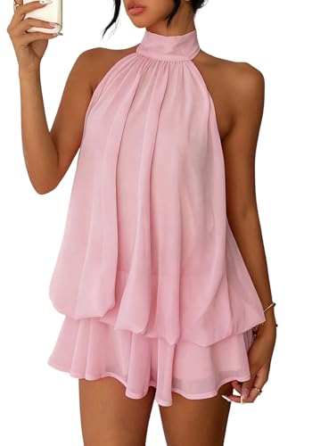 Geulis Women's 2026 Summer Halter Dresses Sleeveless Backless Layered Sundresses