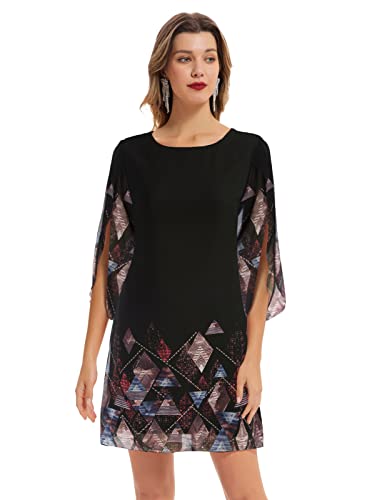 Damen Chiffon Kleid Langarm Casual Sommer Kleid Loose Fit Elegant...