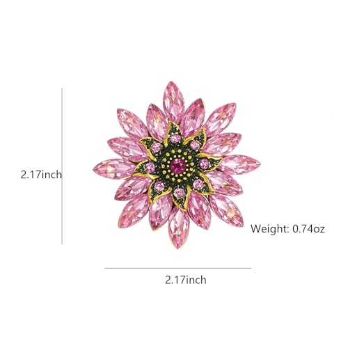 Image of Large Crystal Flower Brooch Pin for Women Red purple pink green Rhinestone Flower Lapel Pin Wedding Party Birthday Dance Banquet Dress Suit Ceremony Clothes Hat Bag Accessories Jewelry
