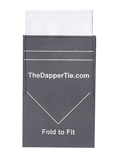TheDapperTie Men's Solid Flat Double Toned Pre Folded Pocket Square - White