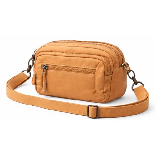 Bolsa Transversal Feminina Poliéster 4 Compartimentos com Zíper Alça Ajustável Leve e Funcional (Marrom)