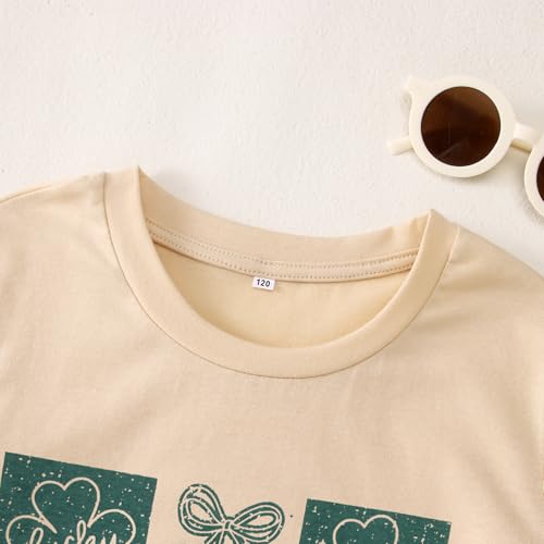 Image of GLIGLITTR Kids St Patricks Day Shirt Girls Bow Shamrock Clover Lucky Graphic T-Shirt Irish Short Sleeve Tee Tops 7-12 Years