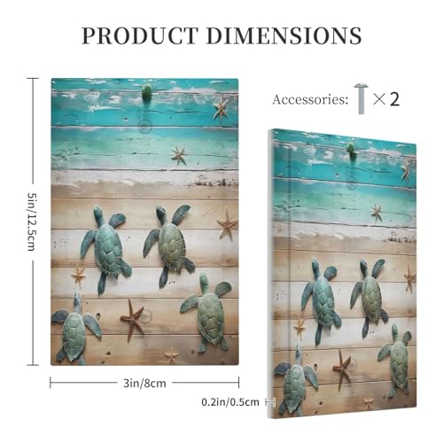 Decorative Light Switch Cover Plate Turtle Starfish Beaches Blue Wood Plank 1 Gang No Device Single Blank Outlet Covers Wall Plate Cover Switchplate Electrical Faceplate