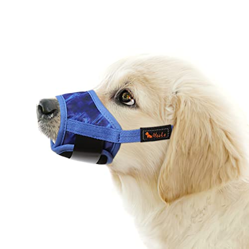 HEELE Dog Muzzle Soft Nylon Muzzle Anti Biting Barking Chewing Air Mesh Breathable Drinkable Adjustable Loop Pets Muzzle for Small Medium Large Dogs 4 Colors 4 Sizes (P-Sky Blue S)