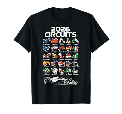 Silueta de Coche de Carreras de Circuito Calendario 2026 Camiseta