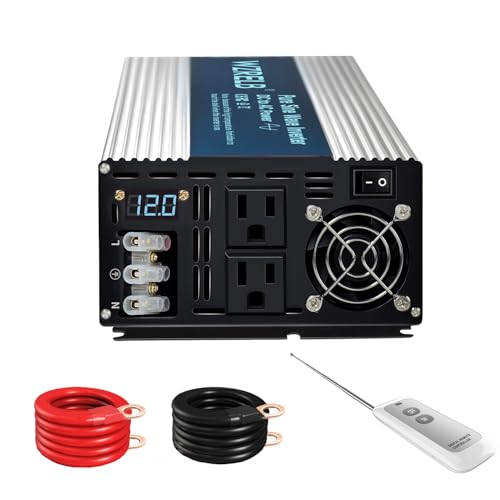 Image of WZRELB 4000W Pure Sine Wave Inverter 12V DC to 110V 120V AC with LED Display,Remote Controller,Off-Grid Power Converter 8000W Surge with Dual AC Outlets, Hardwire Terminal for Home, RV, Truck, Camping
