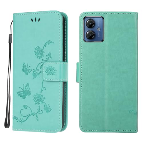 Wuhaizher Motorola Moto G14 Case Shockproof Leather Wallet Book Flip Folio Magnetic Clasp Stand View Case for Motorola Moto G14 Phone Cases Shockproof Cover Cute Lotus Pattern