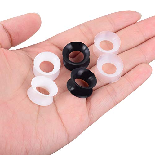Stuppendux YY38-3PAIRS-10MM 3 Pairs Black White Transparent Soft Silicone Flexible Ear Skin Tunnels Plugs Expanders Gauges Hollow Body Piercing Gauge 00G 10Mm thumb #4