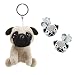 Coffret cadeau pour les amoureux des carlins, paire de boucles d'oreilles en argent sterling et porte-clés en peluche