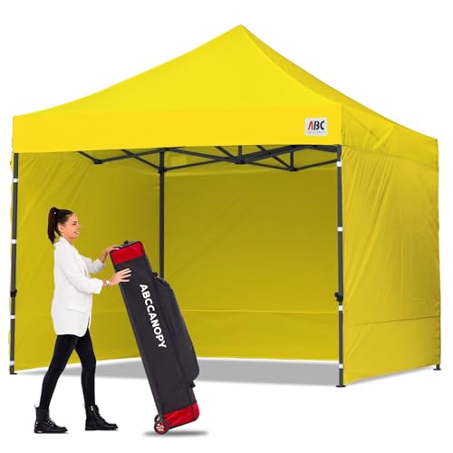 Image of ABCCANOPY Heavy Duty Easy Pop up Canopy Tent with Sidewalls 10x10, Yellow
