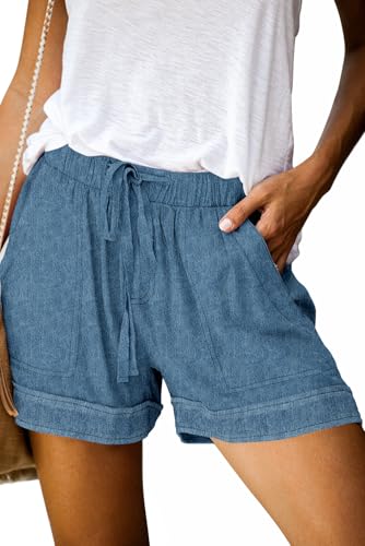 Image of KISSMODA Womens Summer Shorts Leopard /Camo /Solid /Floral Print Elastic Waist Pocketed Casual Pants